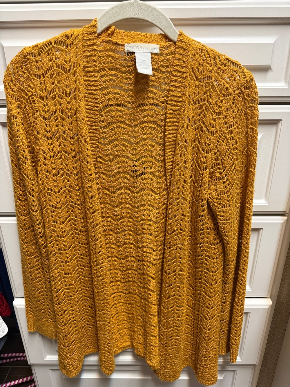 Design History Mustard Openfront Knit Cardigan Sweater - Women's
